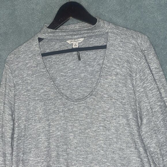 Calvin Klein Womens Top Extra Large Grey Mock Neck Minimalist Capsule Classic - Picture 2 of 8